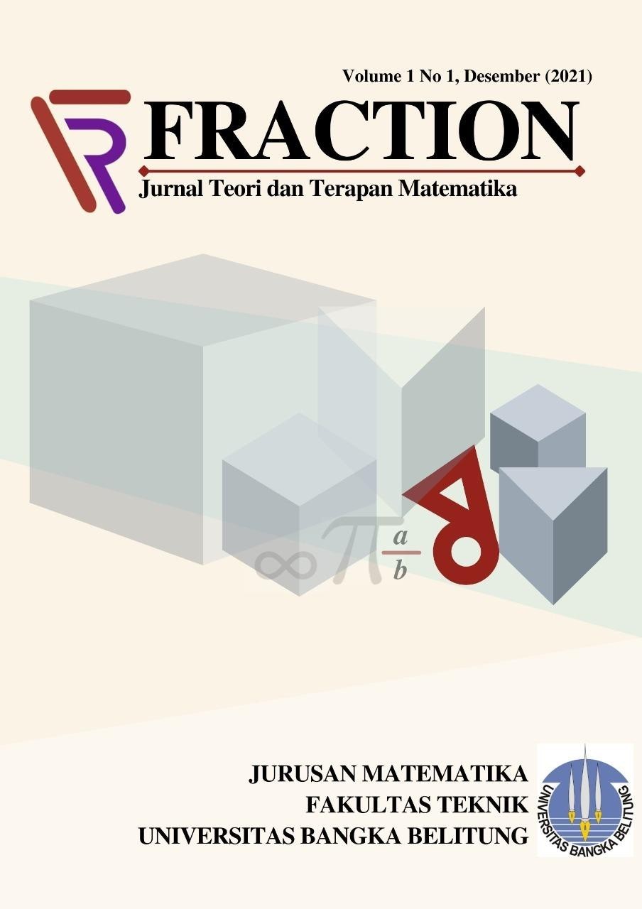 					View Vol. 1 No. 1 (2021): Fraction: Jurnal Teori dan Terapan Matematika
				